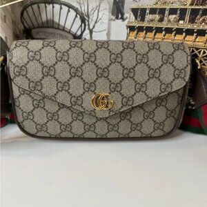 Gucci Beige and Brown GG Crossbody Bag